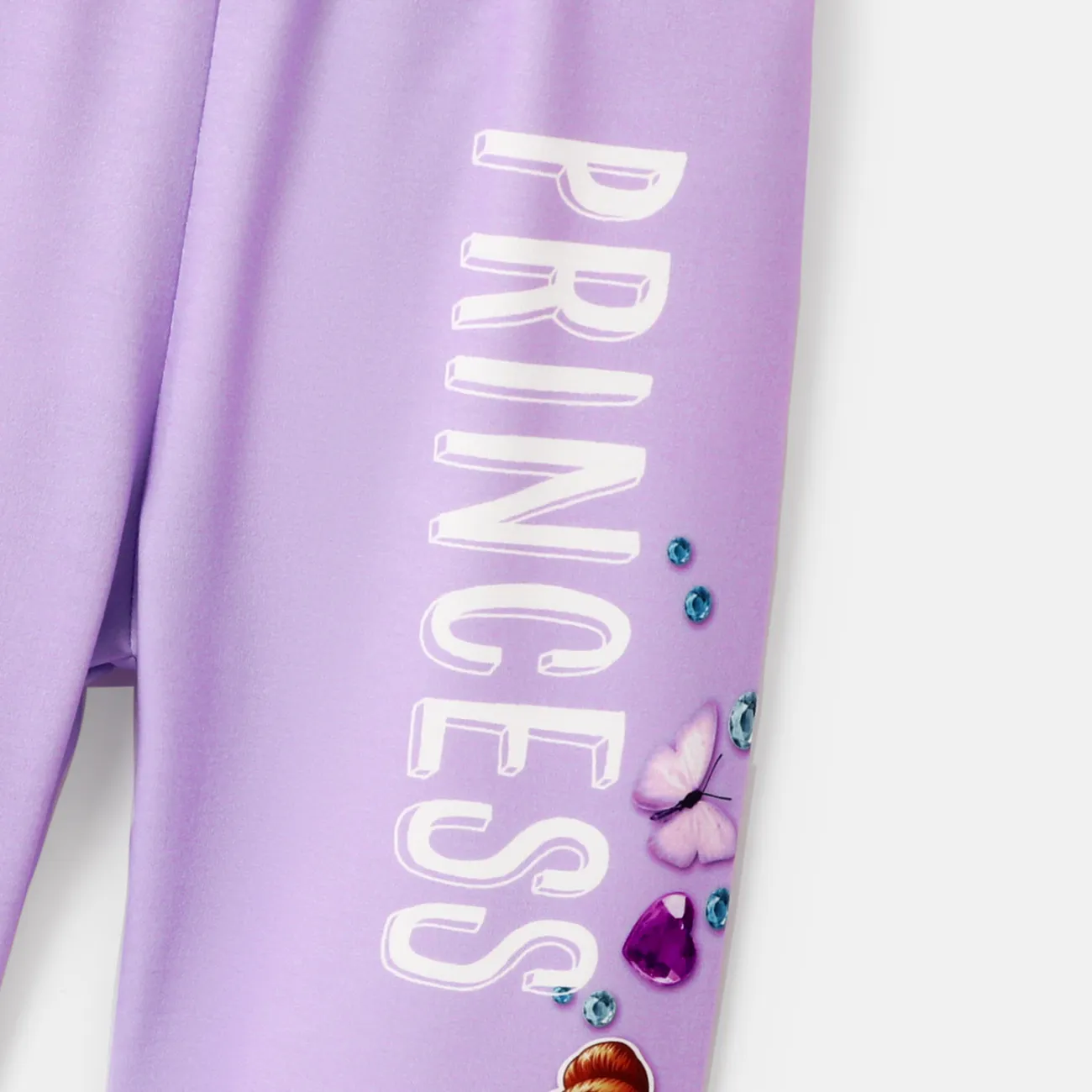 Disney Toddler Girl Letter & Character Print Pantalones de chándal  Púrpura big image 1