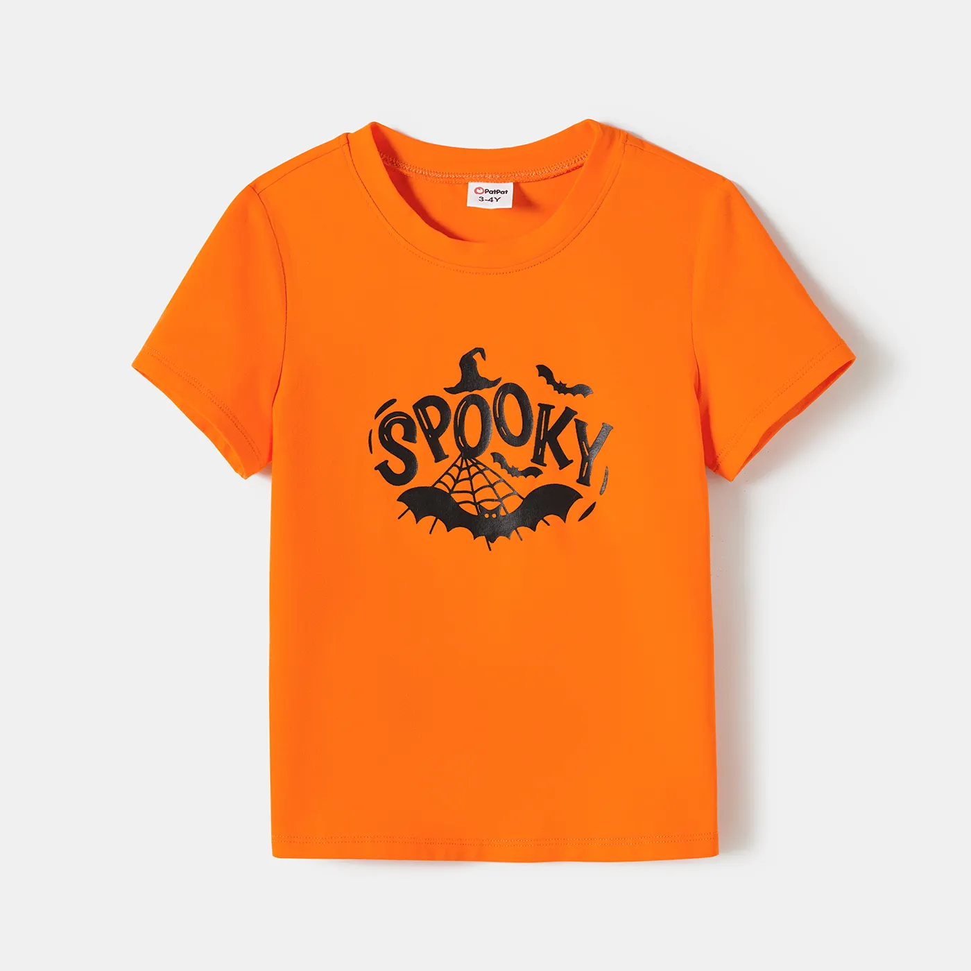 Halloween Family Matching Pumpkin Print Spaghetti Strap Sleeveless Dresses and Solid Color Short Sleeve Tops Sets MultiColour image 6