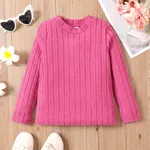 Kid Girl Texture Solid Long-sleeve Top Hot Pink