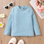 Kid Girl Texture Solid Long-sleeve Top Blue