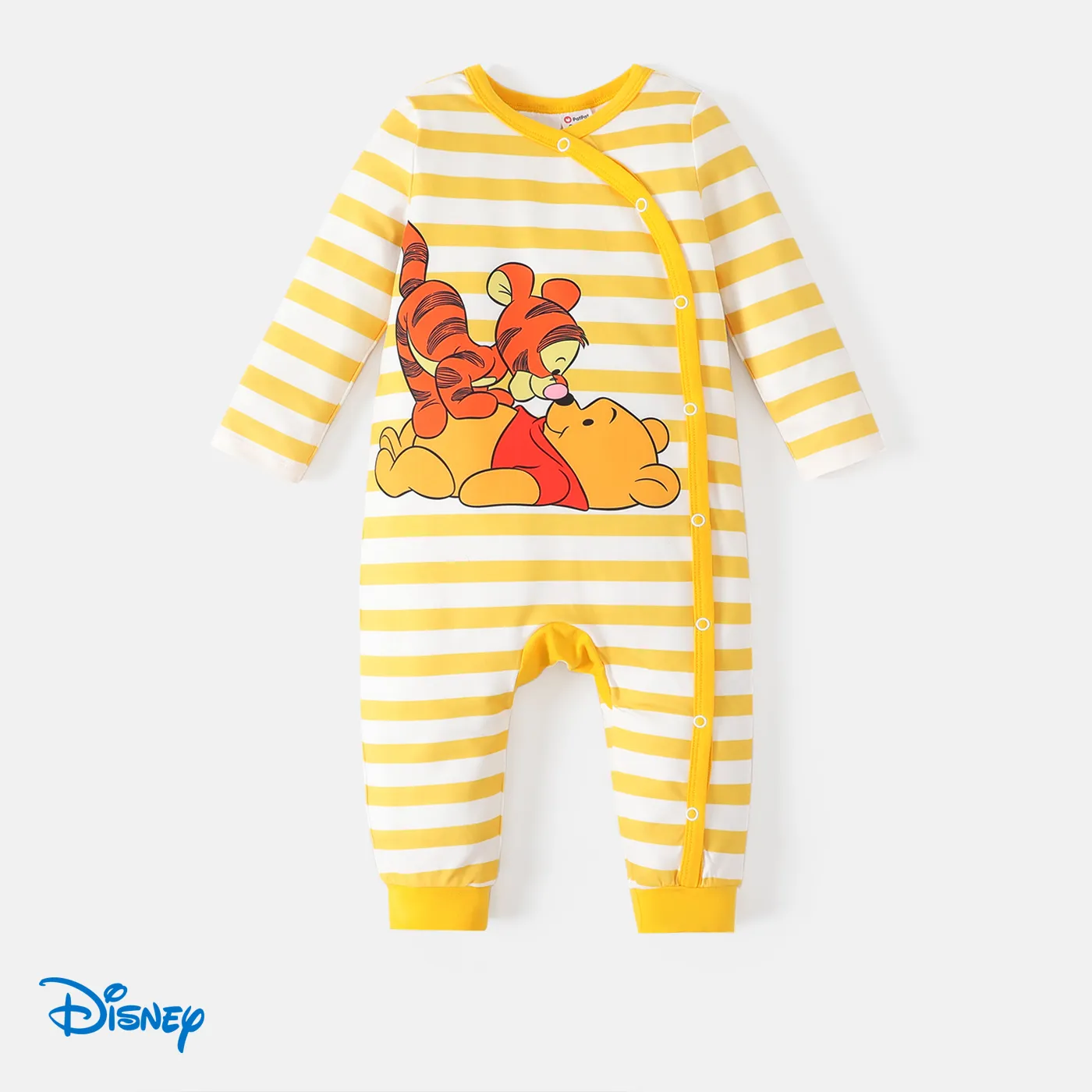 Disney Winnie the Pooh Baby Girl/Boy Stripe & Character Print Long-sleeve Jumpsuit 