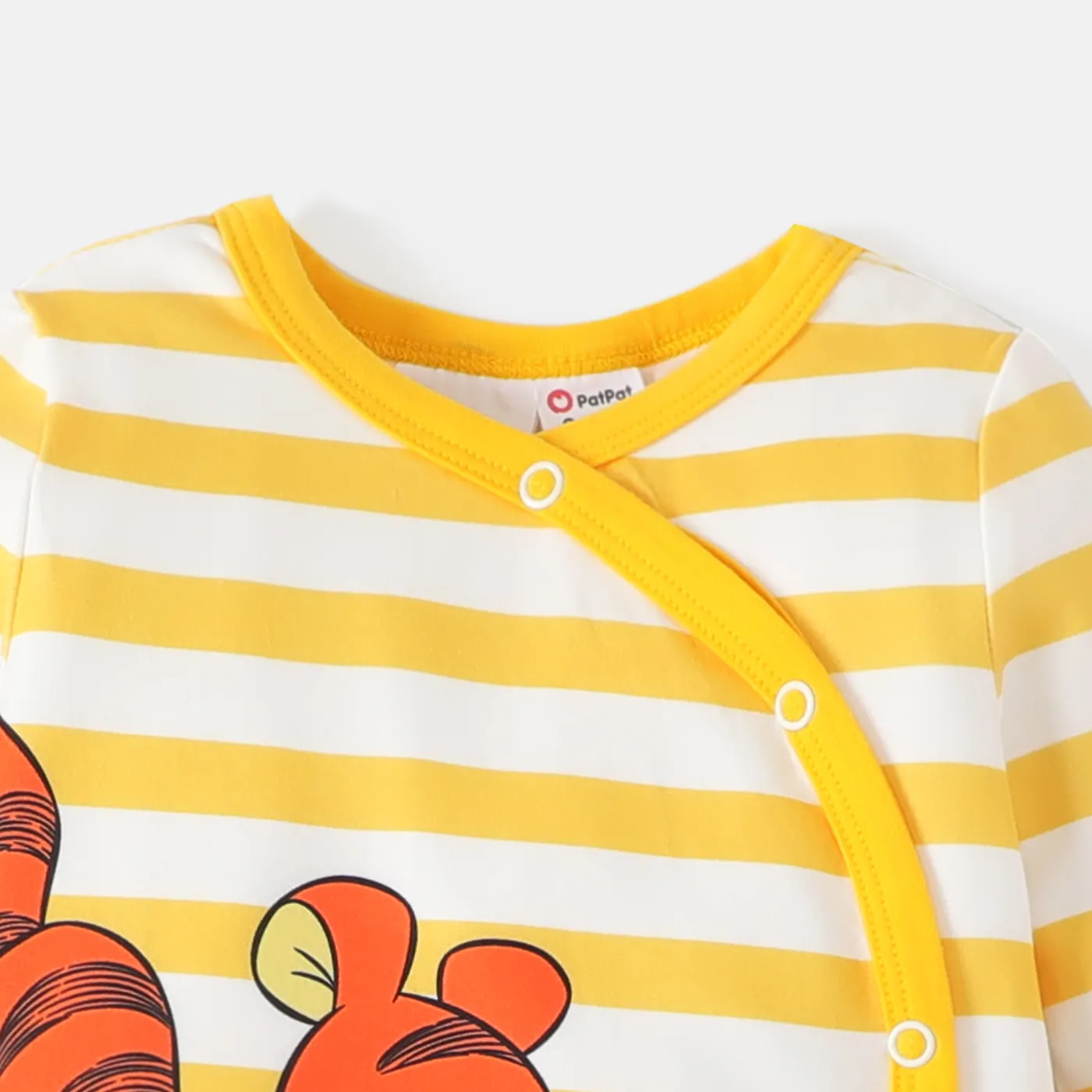 Disney Winnie the Pooh Baby Girl/Boy Stripe & Character Print Long-sleeve Jumpsuit  Yellow image 4