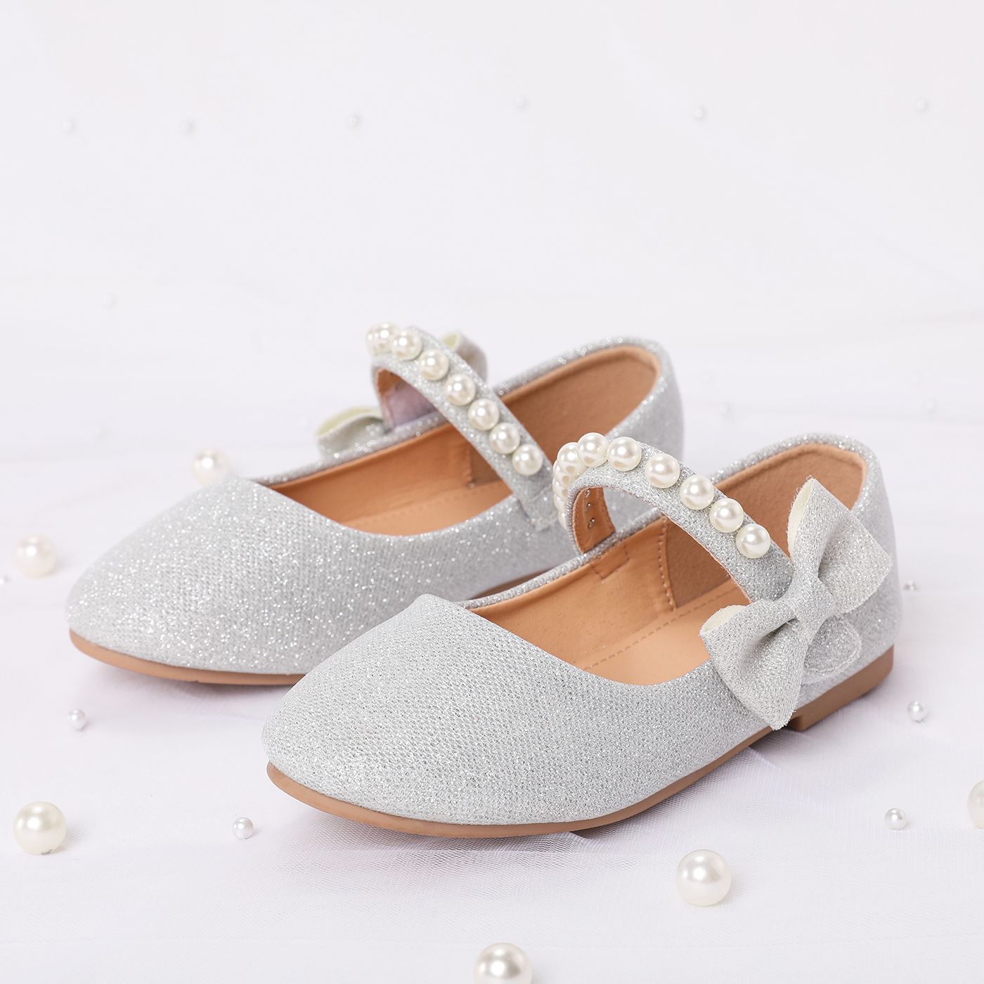 

Toddler/Kid Sweet Faux Pearl Bow Decor Velcro Shoes