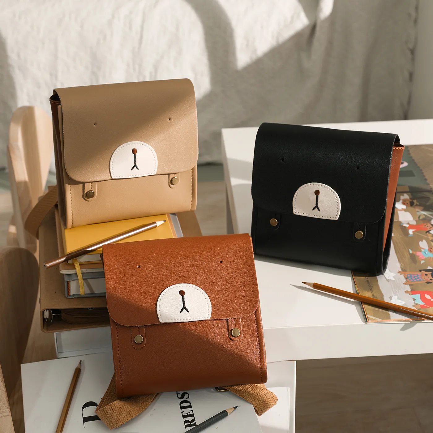 Criança / criança dos desenhos animados Urso Mochila Design  Cor Bege image 6