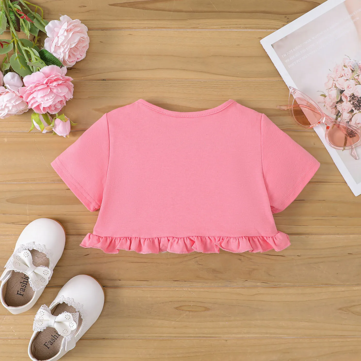 2pcs Toddler Girl Ruffled Cardigan and Floral Print Tank Dress Set   image 4