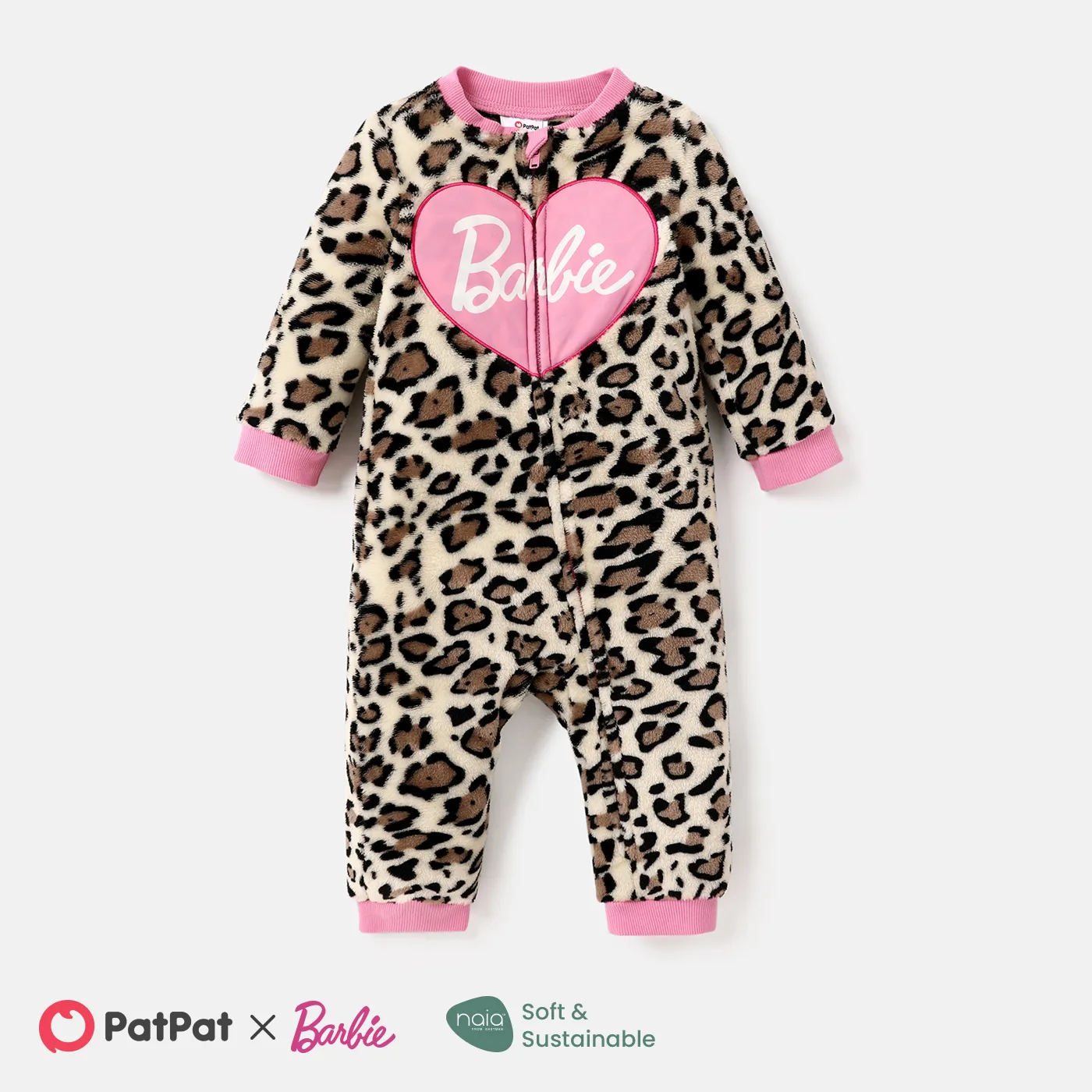 Barbie Bebé Menina Fecho Infantil Manga comprida Macacão Cor Bege big image 1