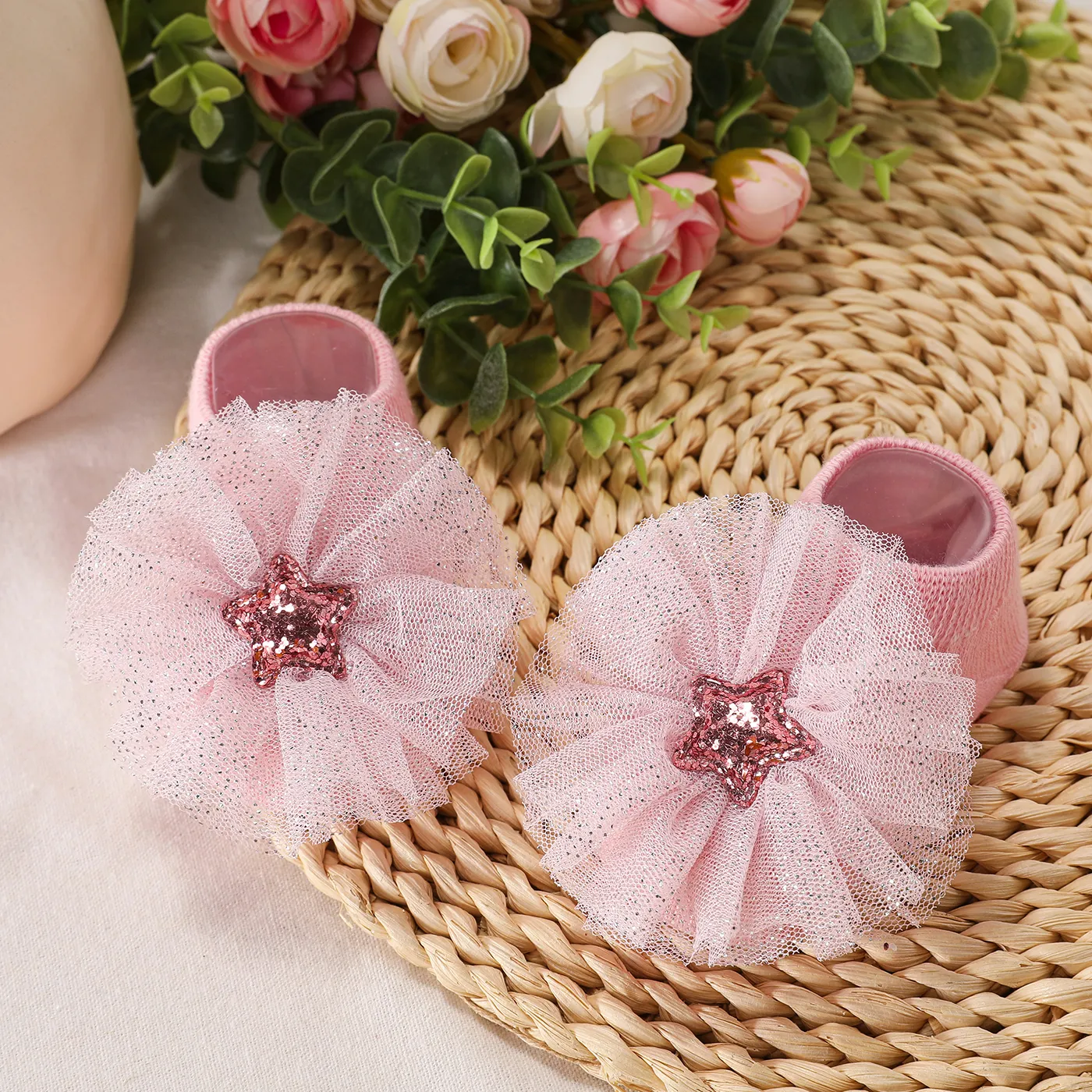 2pcs Baby Stars Floral Pattern Socks and Headband Set  image 2