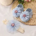 2pcs Baby Stars Floral Pattern Socks and Headband Set Blue