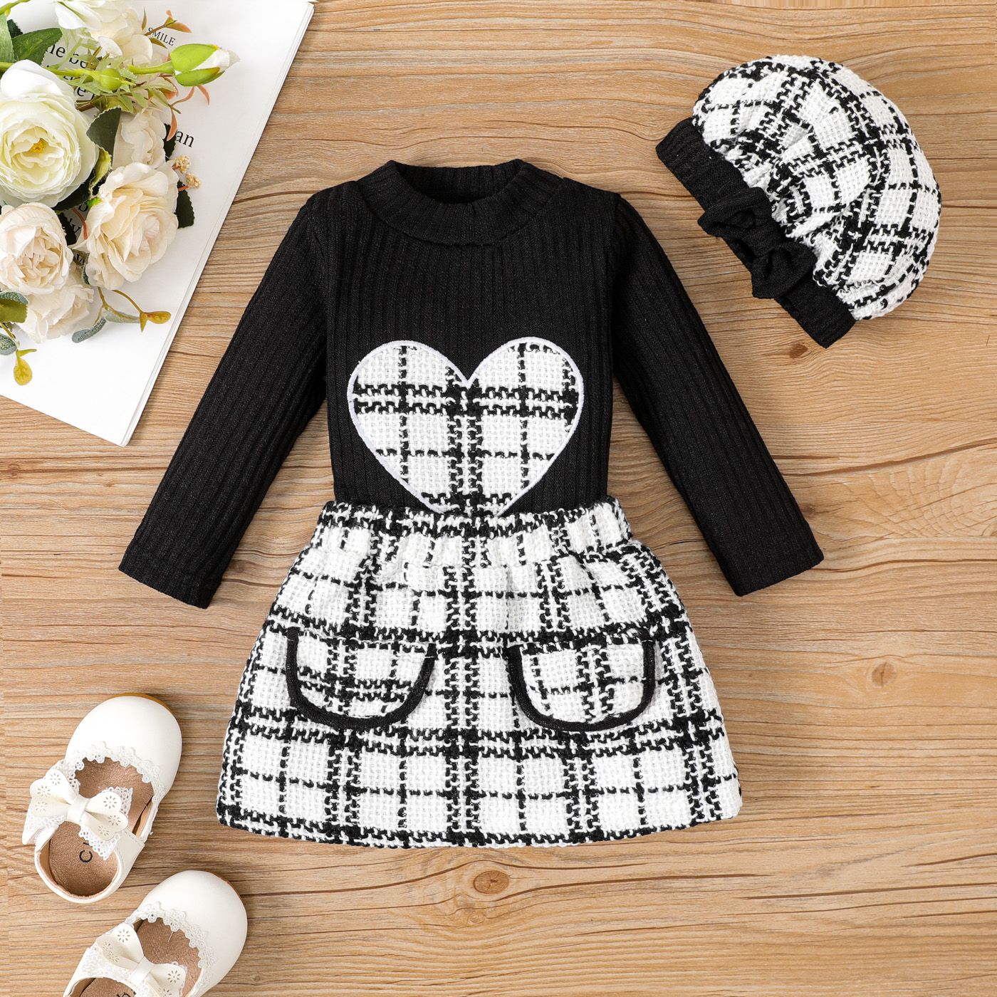 Baby Girl Tweed Long-sleeve Dress / Skirt Sets