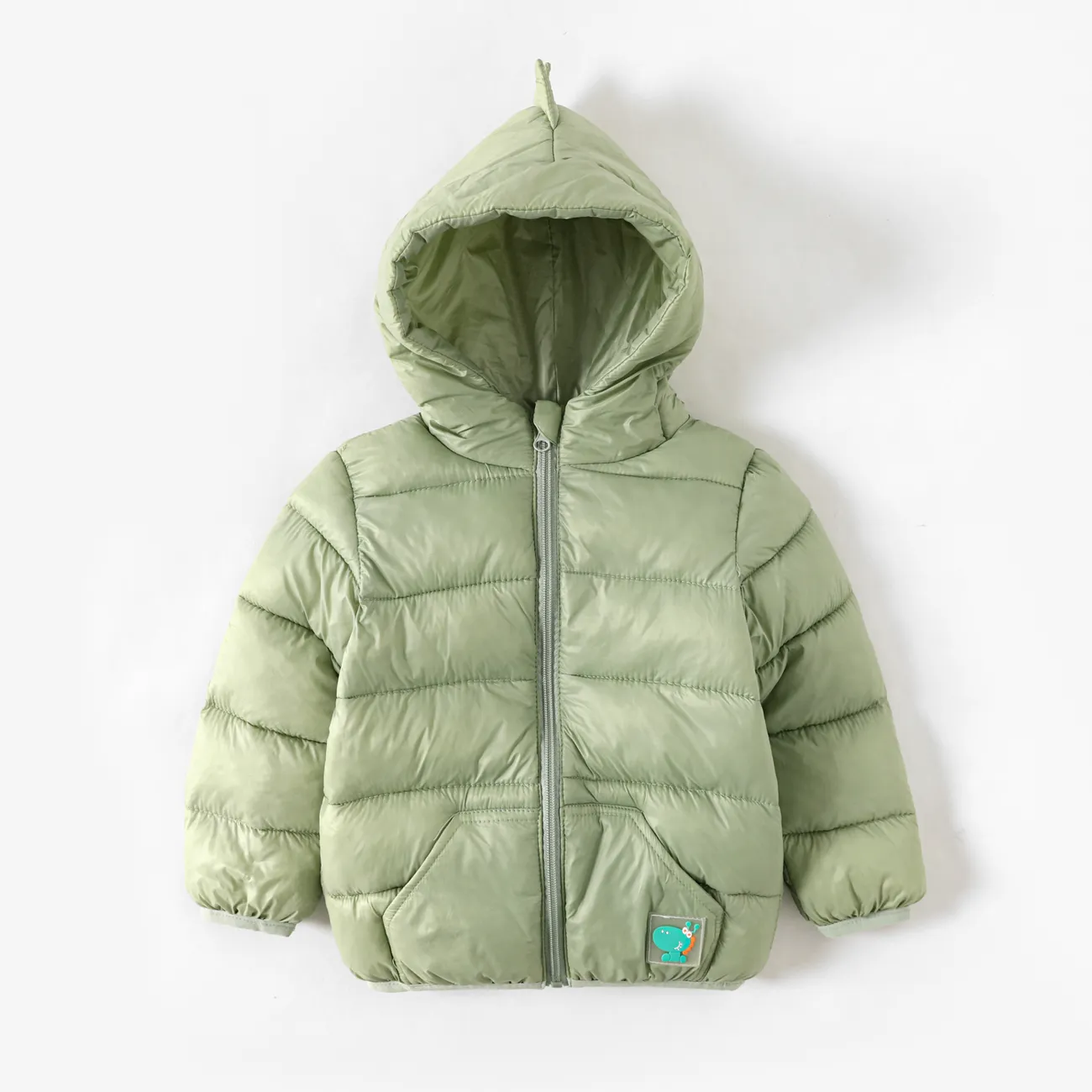 Toddler Boy/Girl Childlike Dinosaur Shape 3D Design Winter Coat Green big image 1