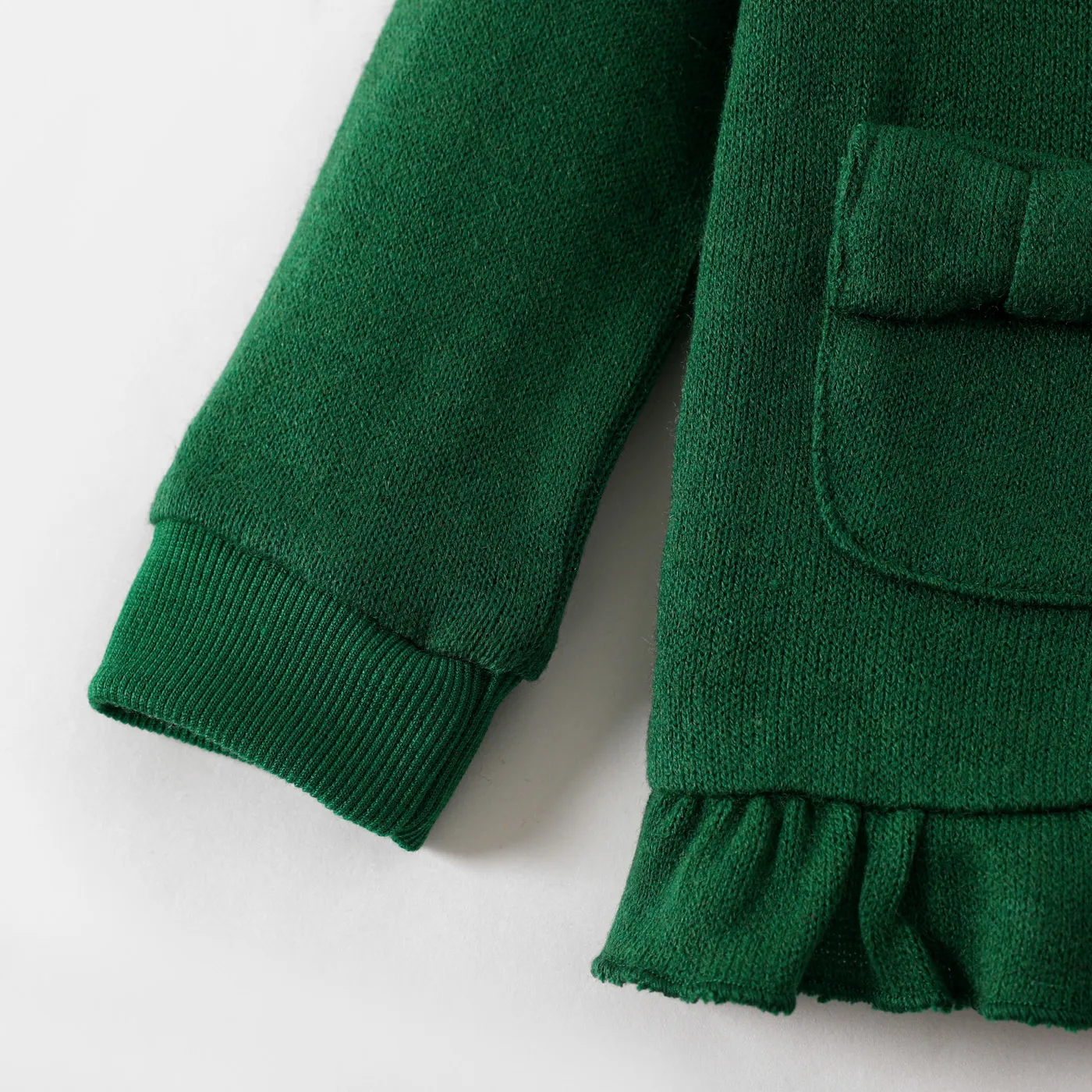 Toddler Girl School Uniform Ruffle Hem Button Up Jacket  Green image 4
