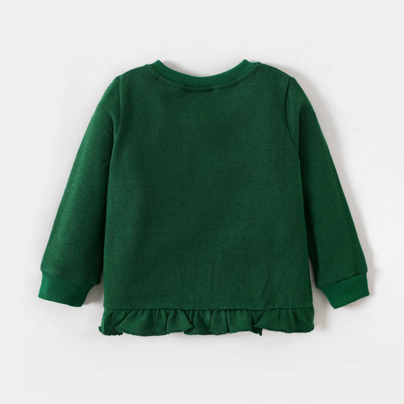Toddler Girl School Uniform Ruffle Hem Button Up Jacket  Green image 3