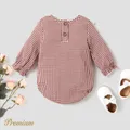 Baby Girl Lace Trim Long-sleeve Plaid Romper   image 5
