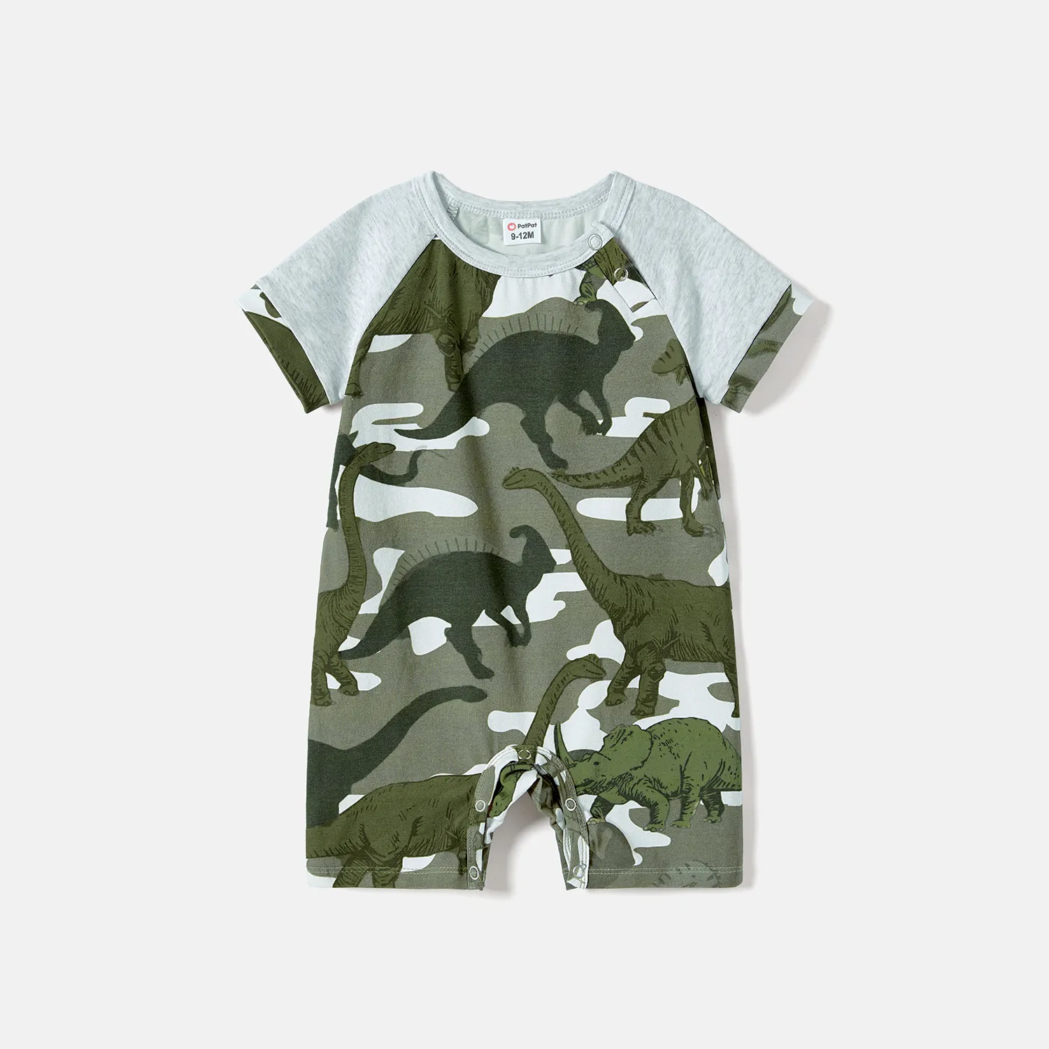 Family Matching Dinosaur Print Camouflage Halterneck Dresses and Short-sleeve T-shirts Sets  big image 1
