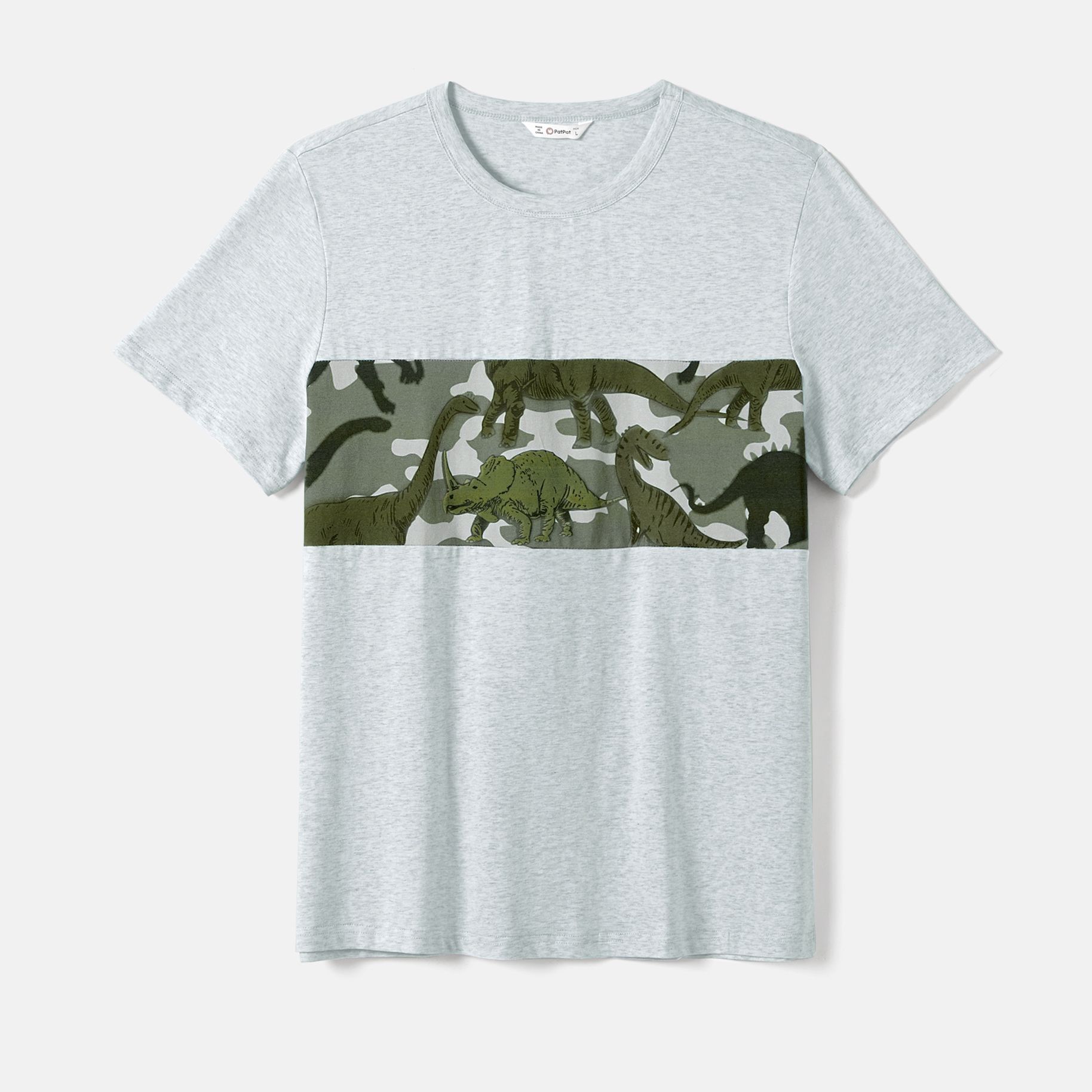 Family Matching Dinosaur Print Camouflage Halterneck Dresses And Short-sleeve T-shirts Sets