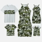 Family Matching Dinosaur Print Camouflage Halterneck Dresses and Short-sleeve T-shirts Sets  image 2