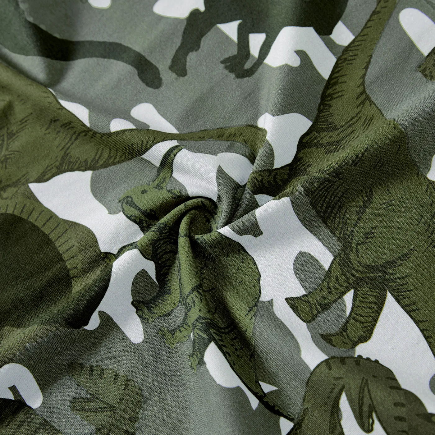 Family Matching Dinosaur Print Camouflage Halterneck Dresses and Short-sleeve T-shirts Sets  image 5
