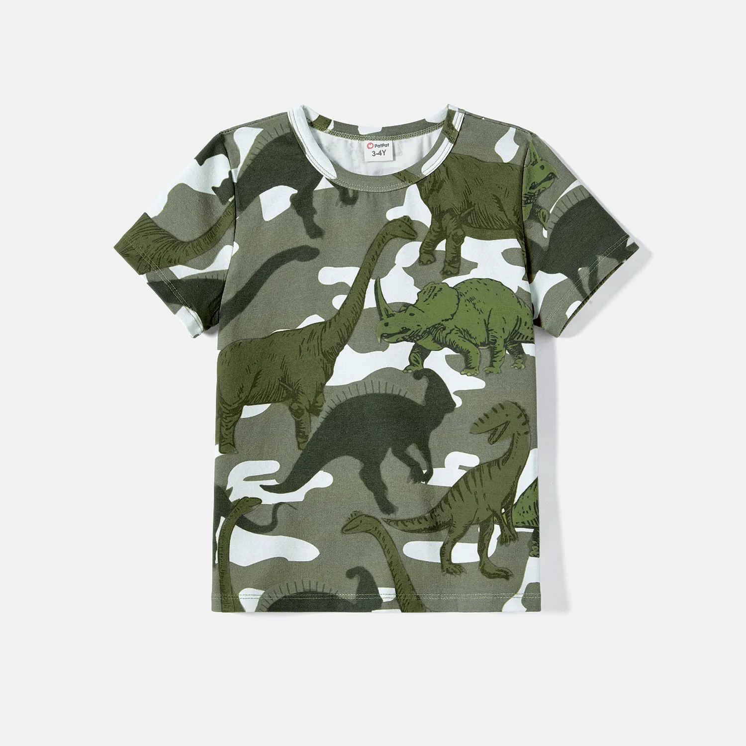 Family Matching Dinosaur Print Camouflage Halterneck Dresses and Short-sleeve T-shirts Sets  image 6