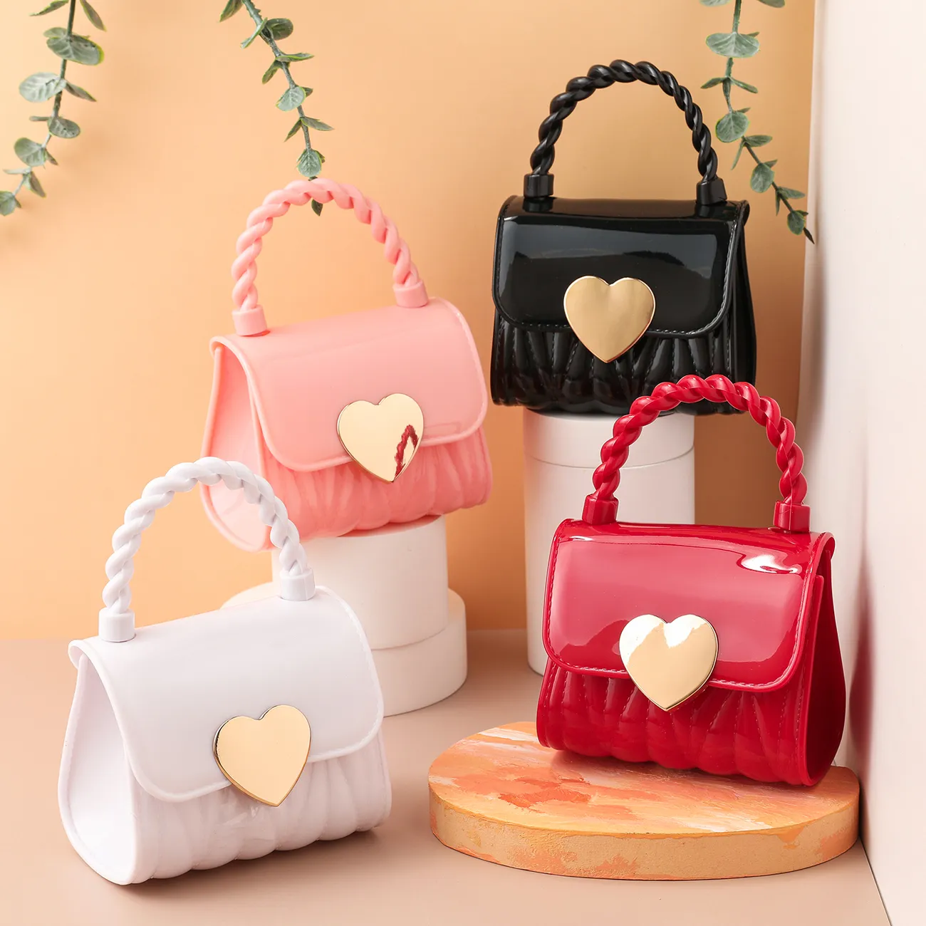 Toddler/Kid Mini Heart Pattern Handbag Crossbody Bag Jelly Bag Pink big image 1