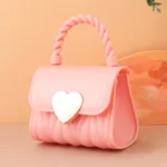 Toddler/Kid Mini Coração Padrão Bolsa Crossbody Bag Jelly Bag Rosa