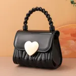 Toddler/Kid Mini Heart Pattern Handbag Crossbody Bag Jelly Bag Black