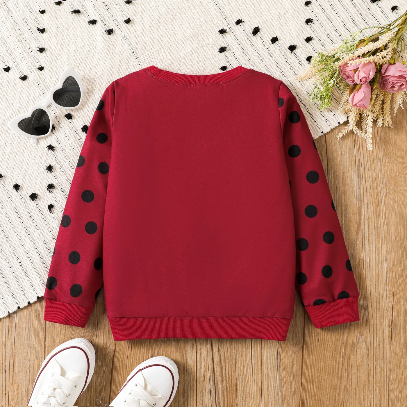 Kid Girl Rabbit Pattern 3D Long-sleeve Pullover
 Red image 2