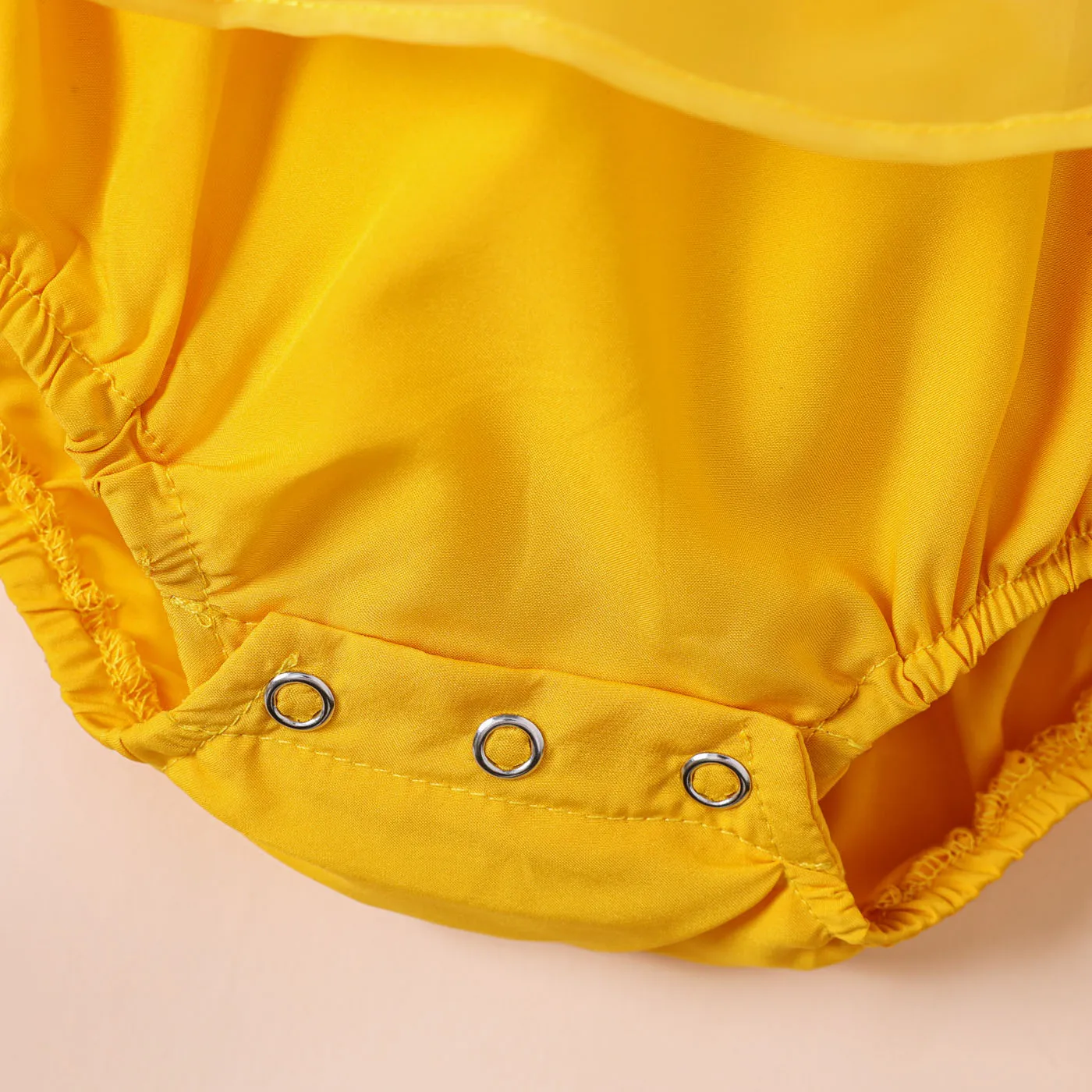Baby Girl Floral Print Spliced Mesh Tank Romper Yellow image 5