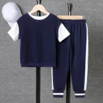 2pcs Toddler Boy Letters Print 2 In 1 Sports Top and Pants Set  image 2