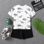 2Pcs Kid Boy Naia Dinosaur Print Short-sleeve Tee and 100% Cotton Shorts Set  image 2