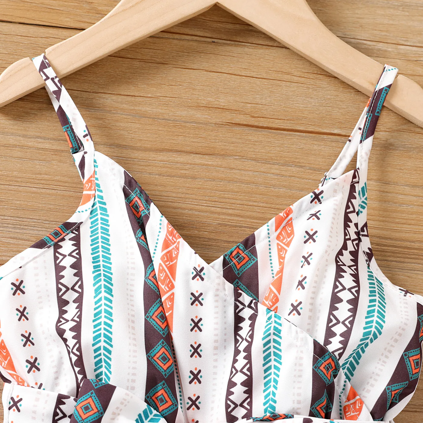 Toddler Girl Boho Allover Print Belted Strappy Bodysuit Multi-color image 3