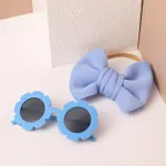 2pcs Toddler Bow Decor Headband and Sunglasses Set Light Blue