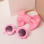 2pcs Toddler Bow Decor Headband and Sunglasses Set Pink