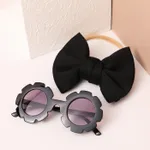2pcs Toddler Bow Decor Headband and Sunglasses Set Black