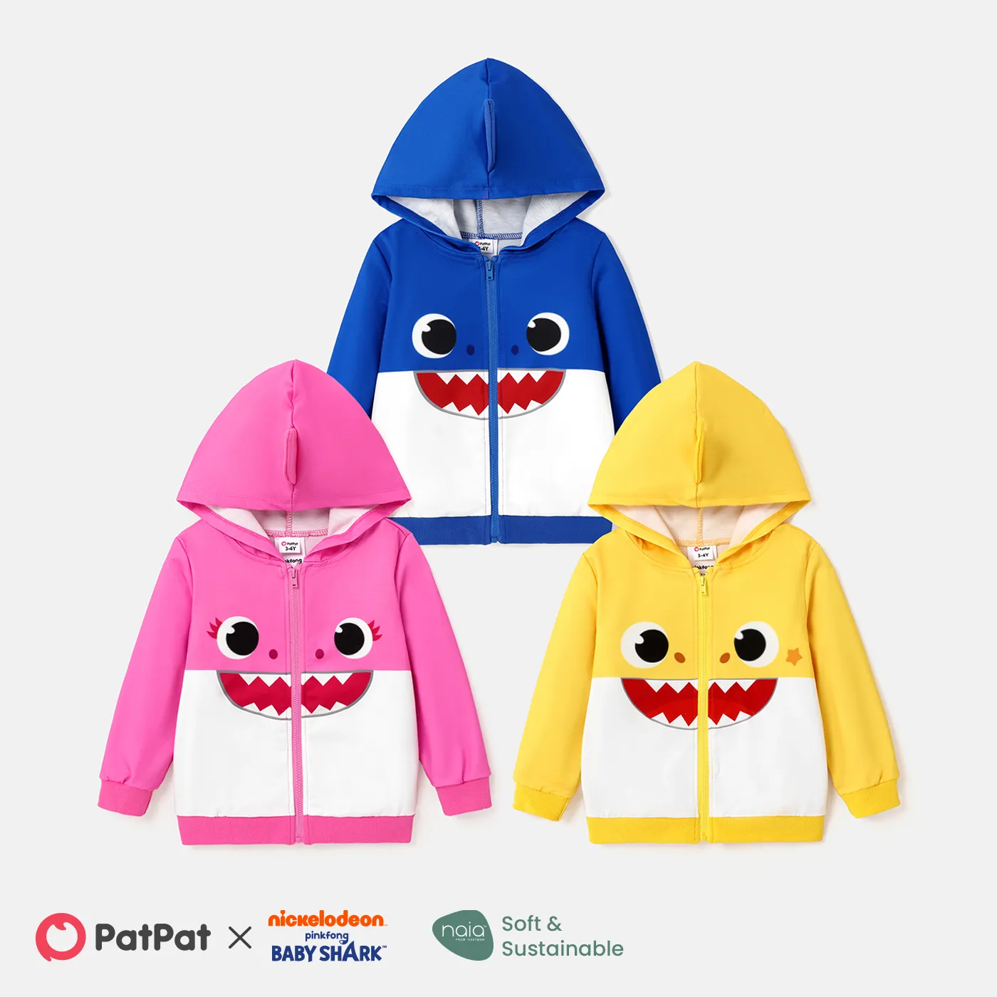 Baby Shark Toddler Girl/Boy Naia™ Character Print Long-sleeve Zip Up Hoodie 