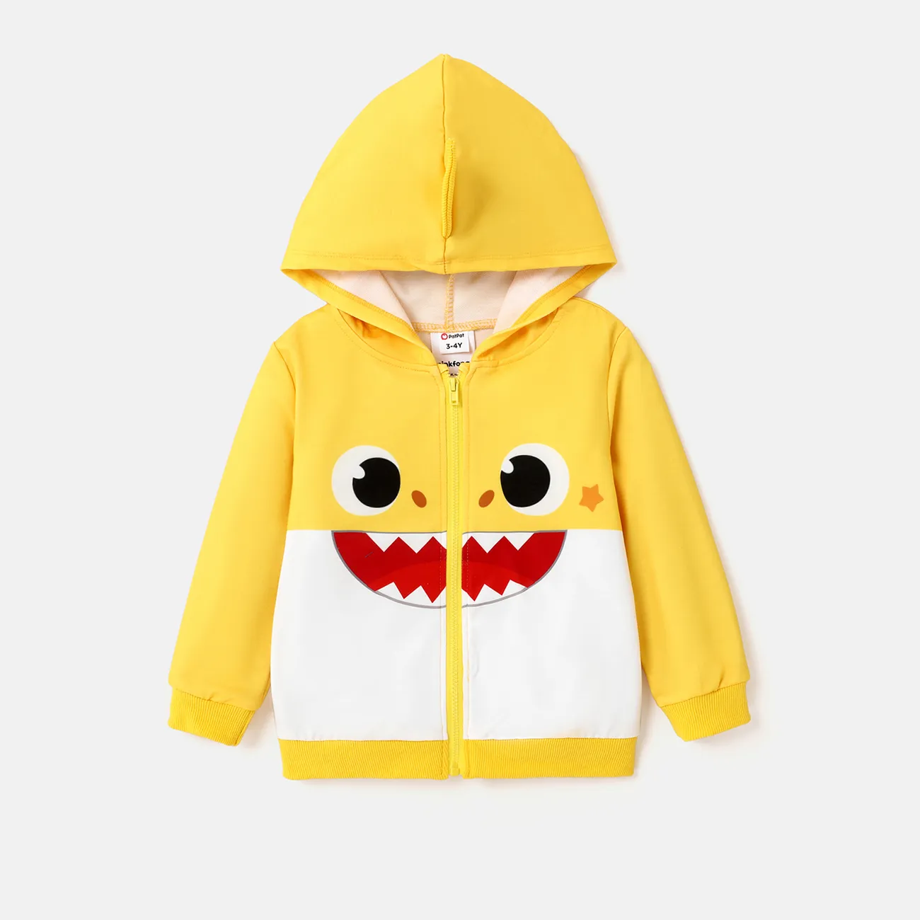 Baby Shark Toddler Girl/Boy Naia™ Character Print Long-sleeve Zip Up Hoodie  Yellow big image 1