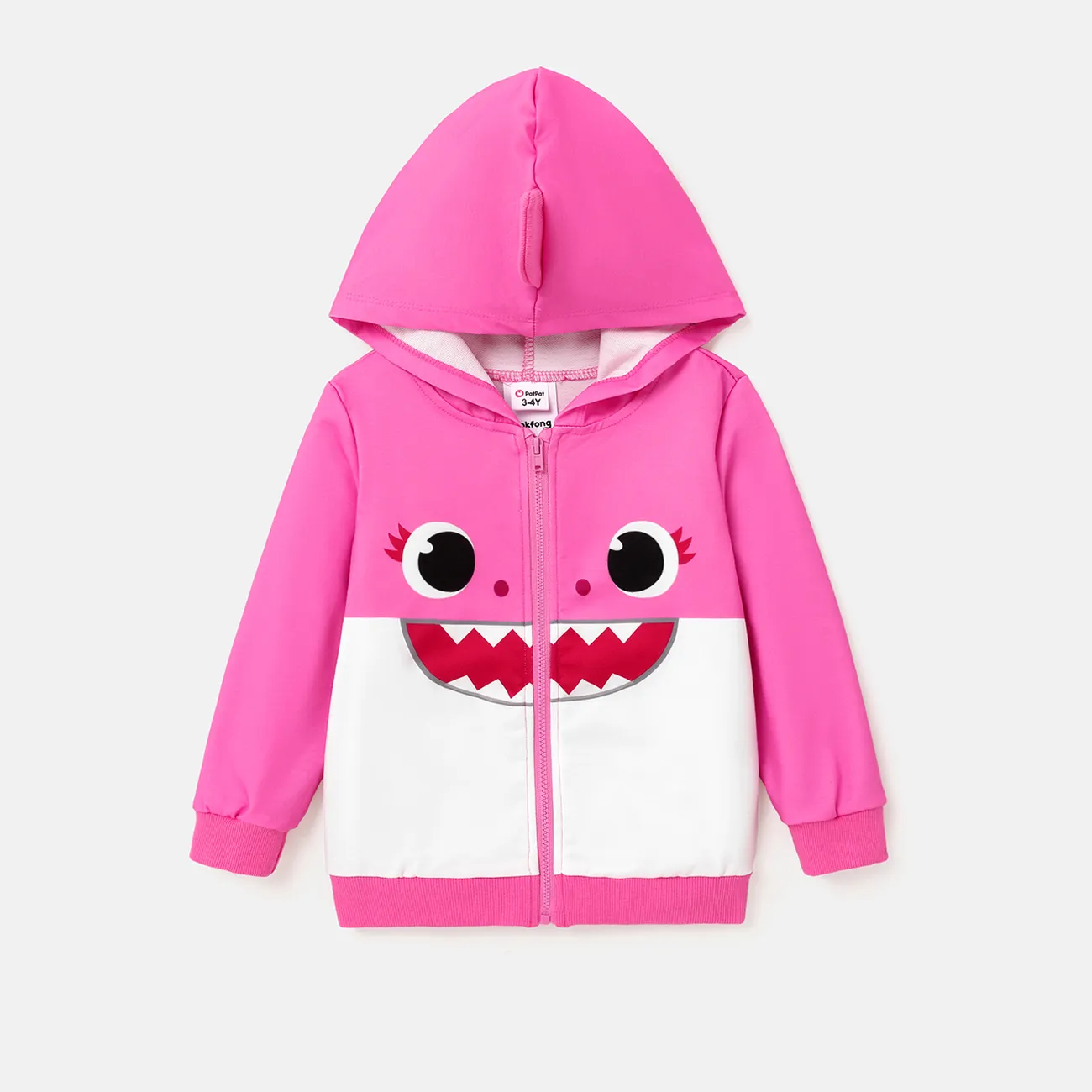 Baby Shark Toddler Girl/Boy Naia™ Character Print Long-sleeve Zip Up Hoodie  Pink big image 1
