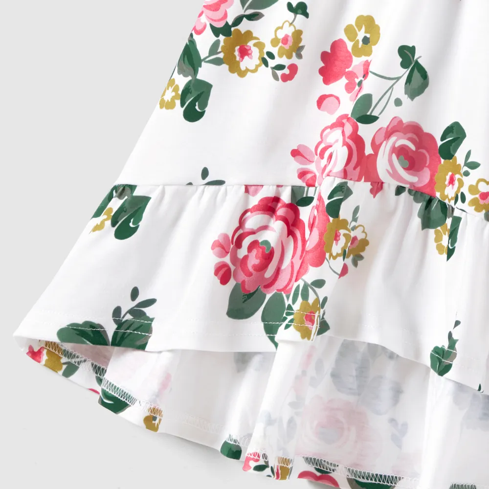 Family Matching Colorblock Short-sleeve Tee and Floral Print Front Buttons Flutter-sleeve Belted Dress Sets
big image 13