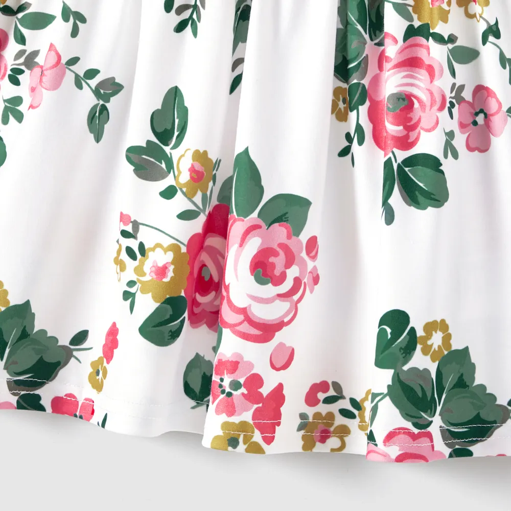 Family Matching Colorblock Short-sleeve Tee and Floral Print Front Buttons Flutter-sleeve Belted Dress Sets
big image 4