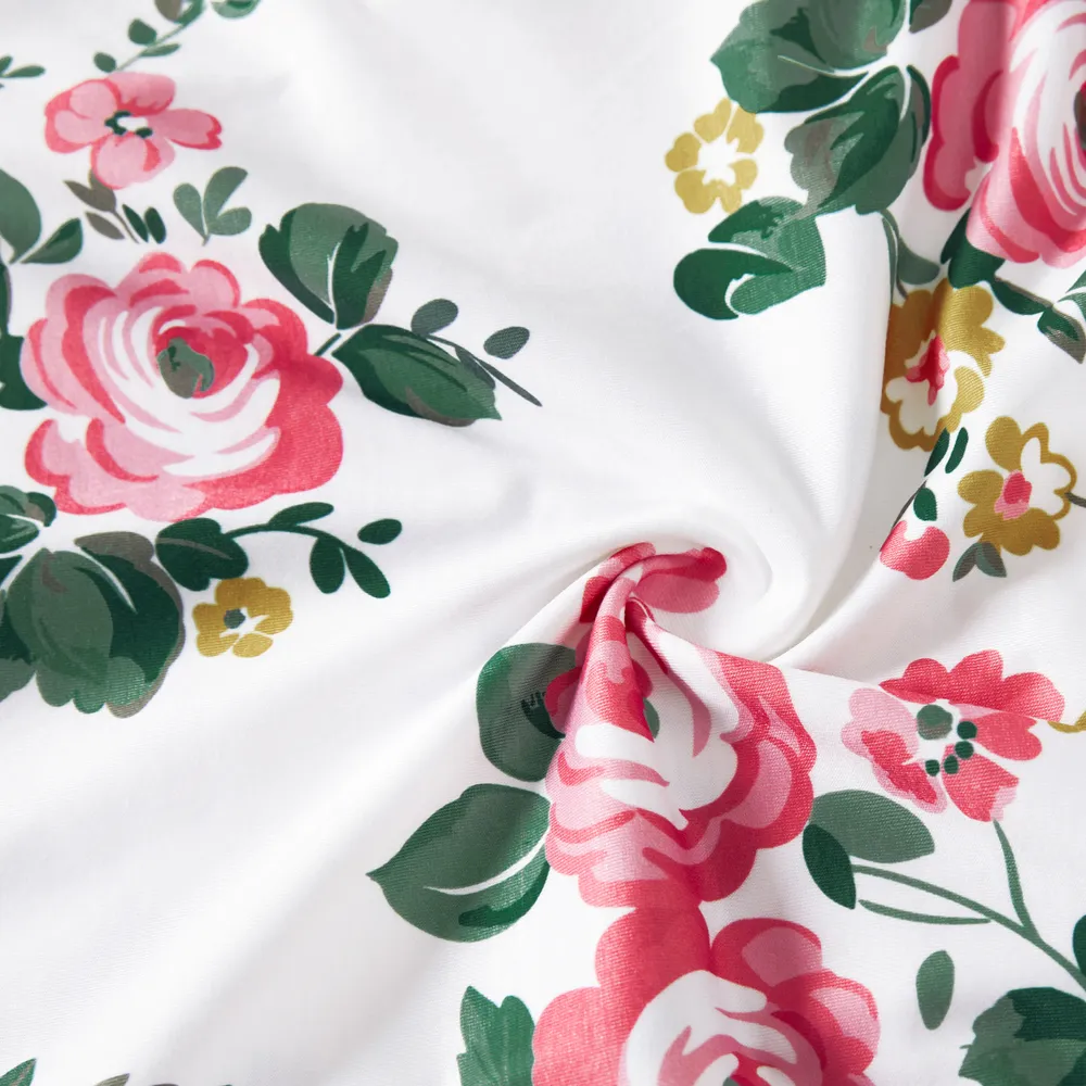 Family Matching Colorblock Short-sleeve Tee and Floral Print Front Buttons Flutter-sleeve Belted Dress Sets
big image 16