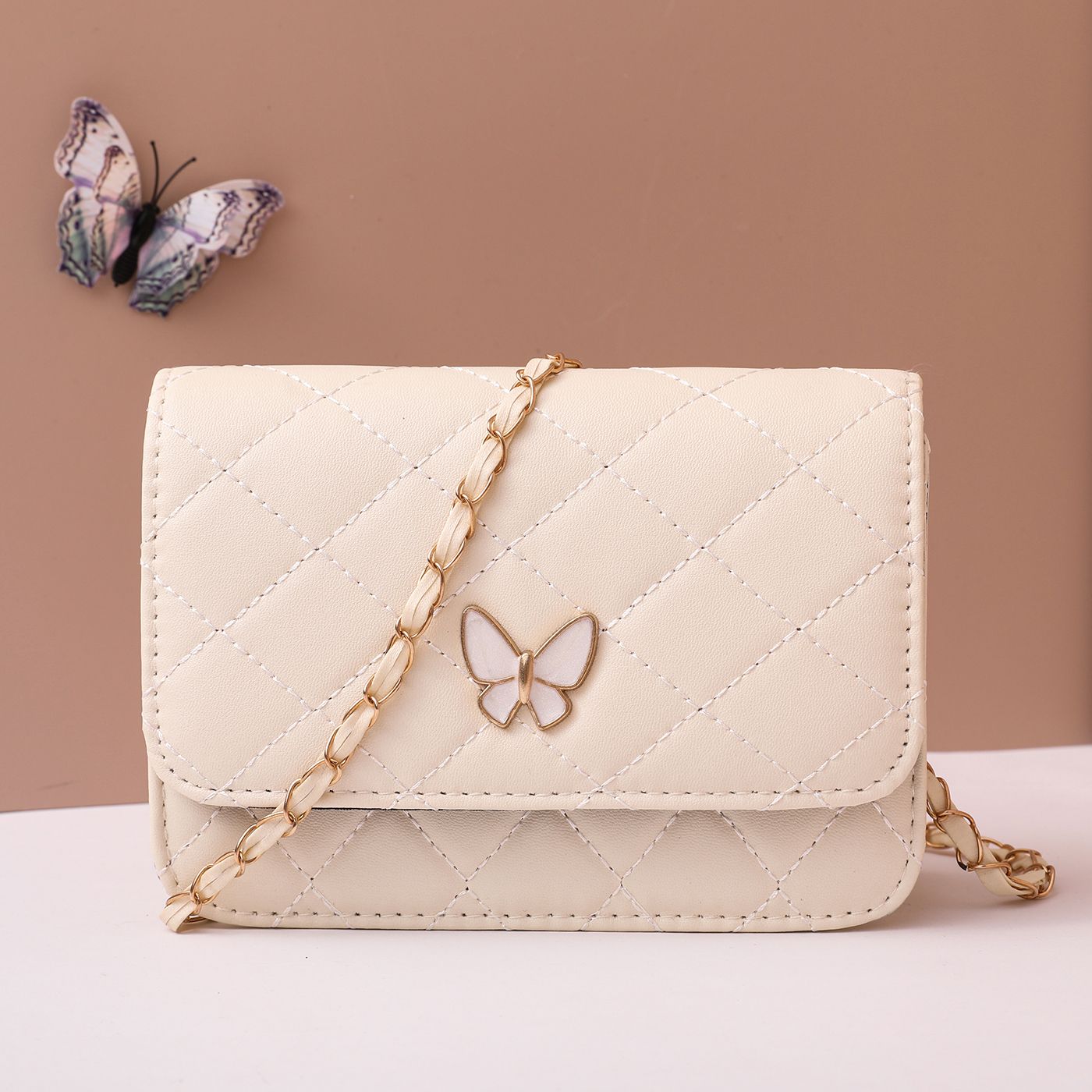 

Butterfly Pattern Rhombus Solid Chain Small Square Bag for Mom and Me