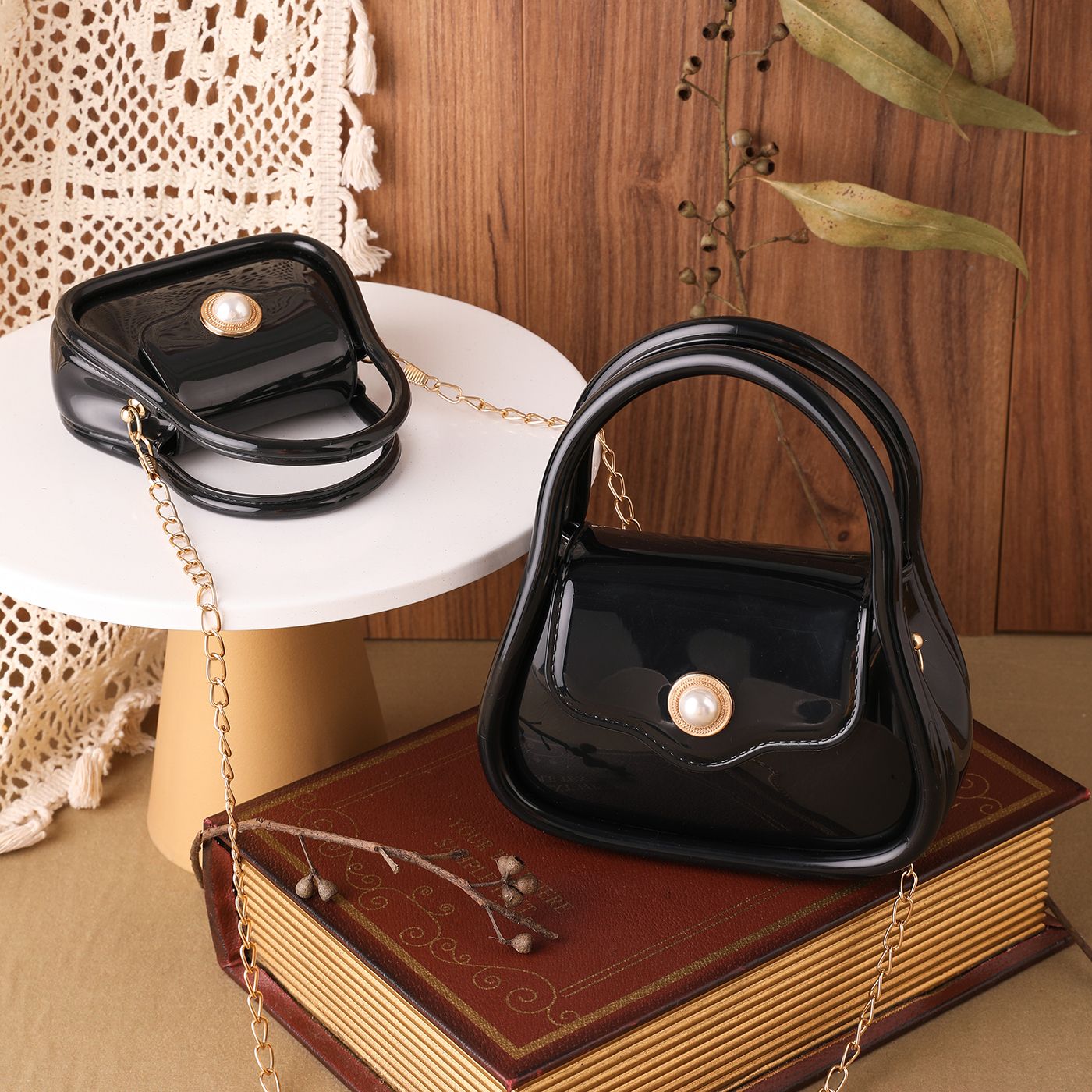 Pearl Magnetic Buckle Chain Jelly Crossbody  Bag For Mom And Me