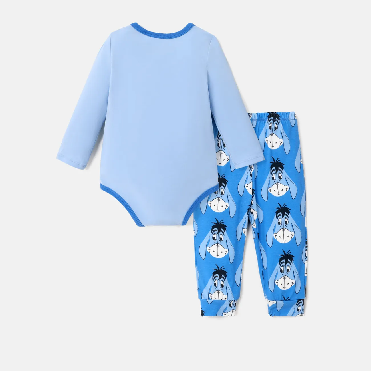 Disney Winnie the Pooh Baby Girl/Boy 2pcs Character Print Long-sleeve Bodysuit and Naia™ Pants Set  Blue big image 1