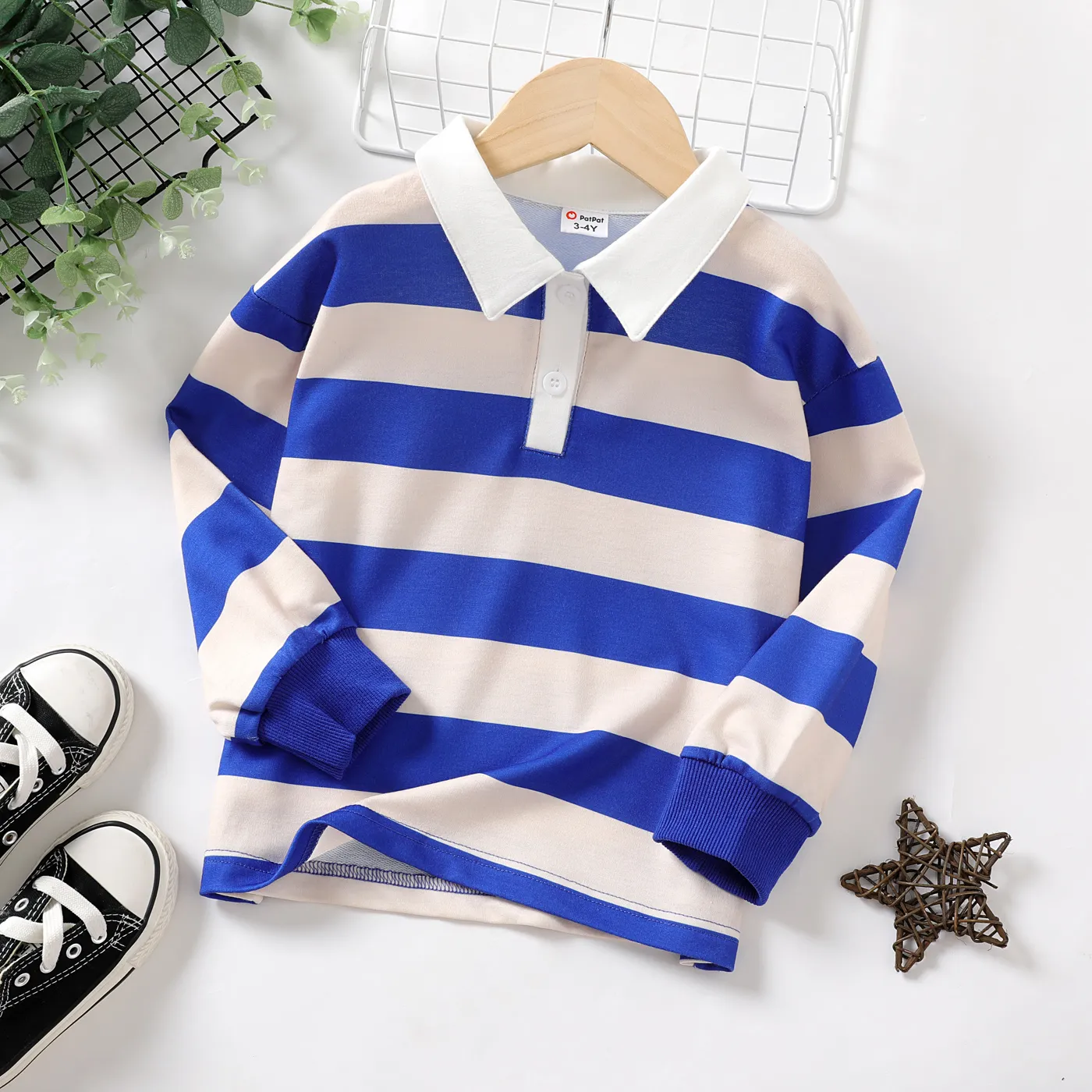 Toddler Boy Stripe Long-sleeve Polo Neck Tee   big image 1