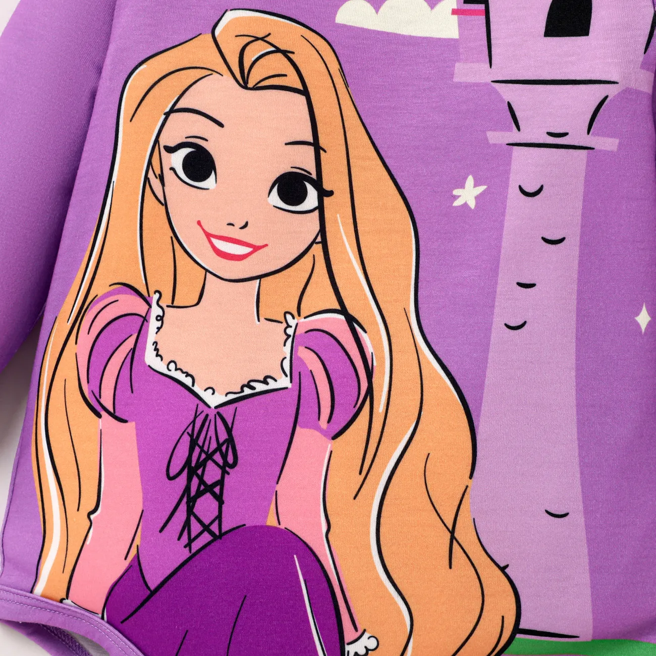 Disney Princess Bebé Menina Bonito Manga comprida Macacão curto Roxa big image 1