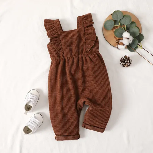 Baby Girl Ruffle Solid Color Overalls