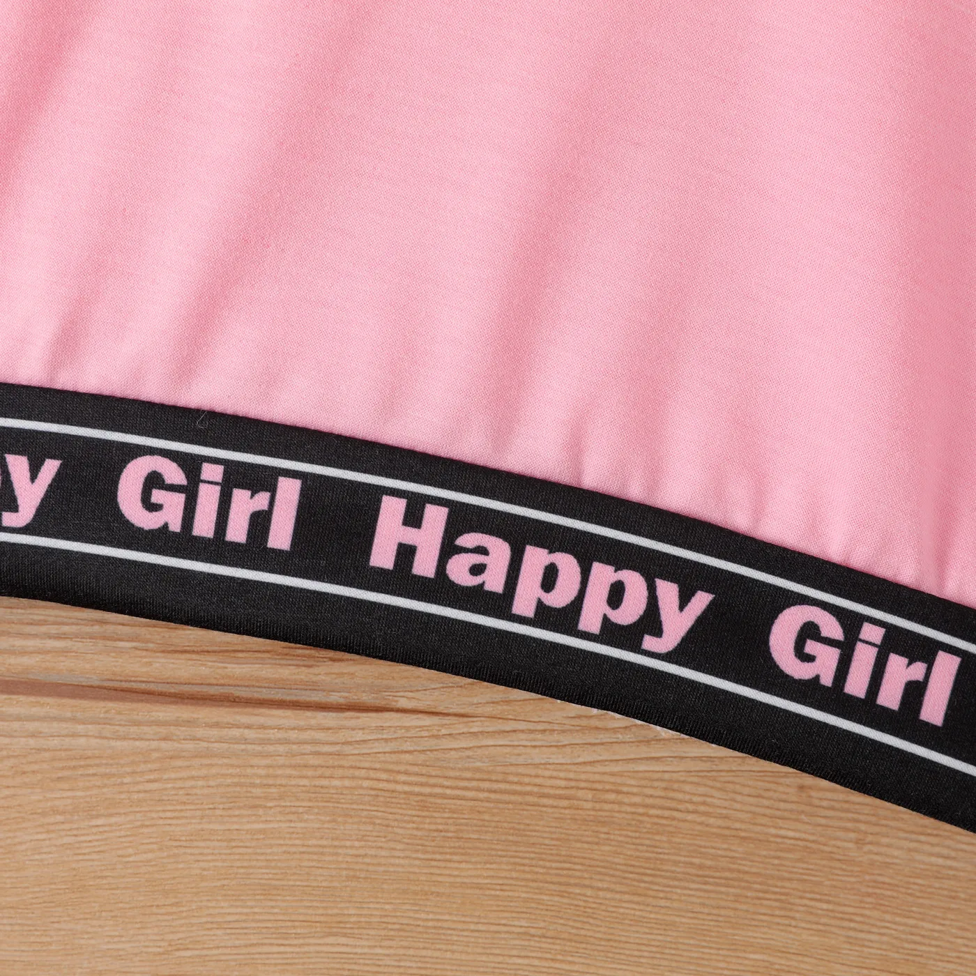 2pcs Toddler Girl Letters Print Long-sleeve Hooded Sweatshirt and Pants Set Pink image 4