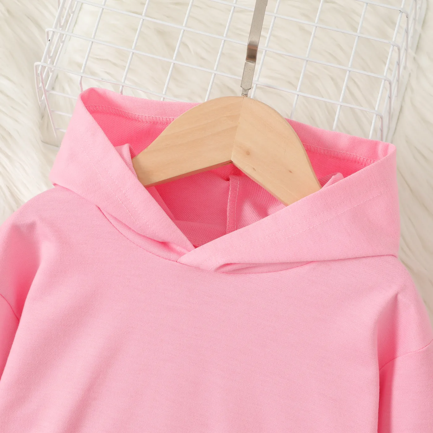 2pcs Toddler Girl Letters Print Long-sleeve Hooded Sweatshirt and Pants Set Pink image 3