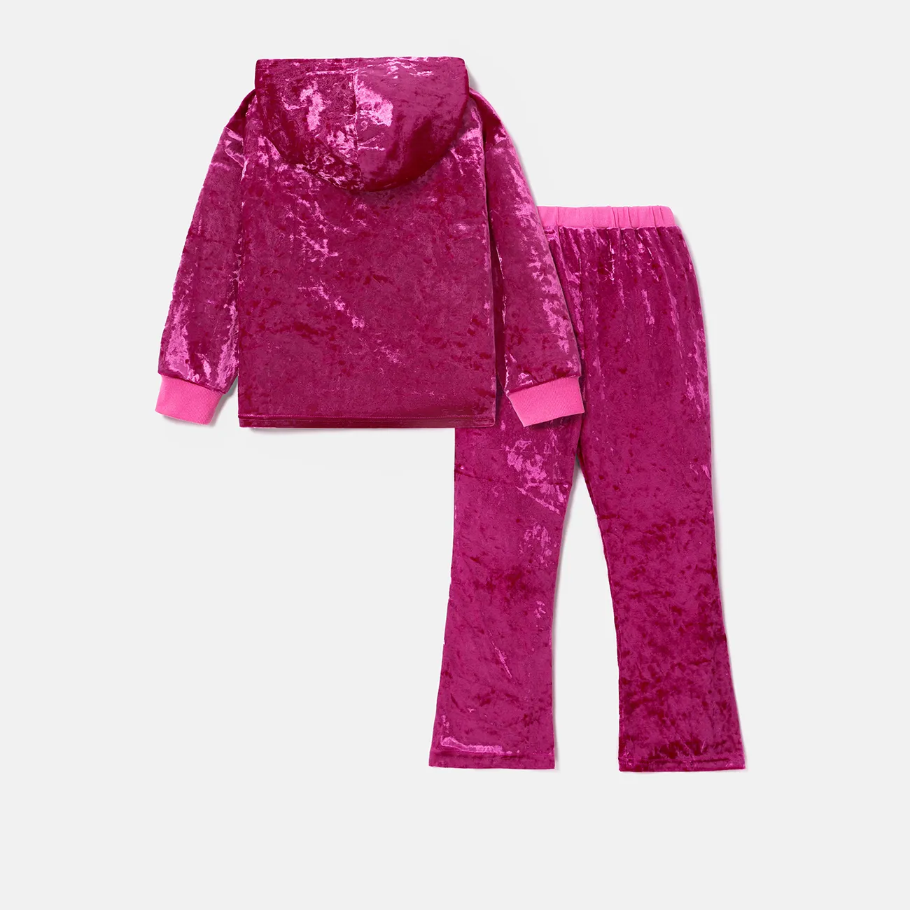 Barbie Kid Girl 2pcs Letter Embroidered Long-sleeve Hoodie and Pants Set  pink- big image 1
