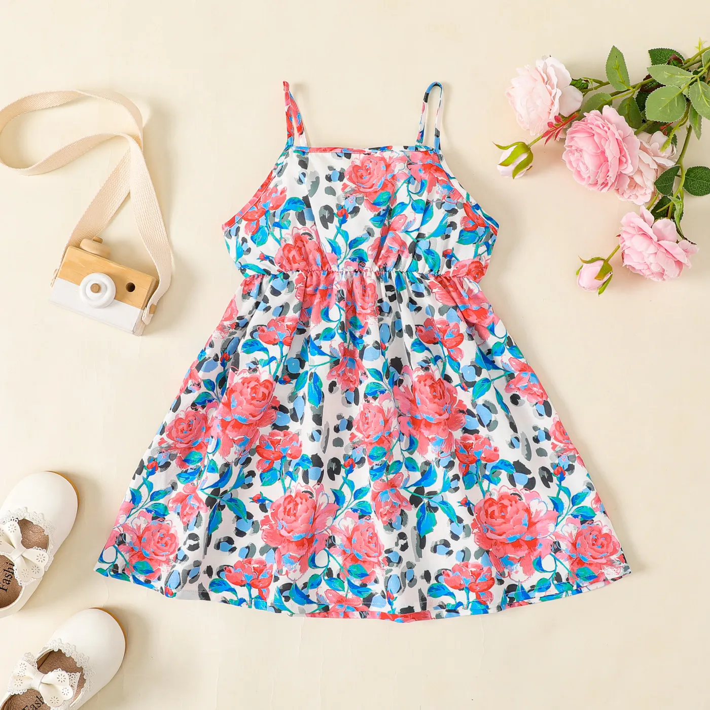 Toddler Girl Allover Floral Print Slip Dress PinkyWhite big image 1