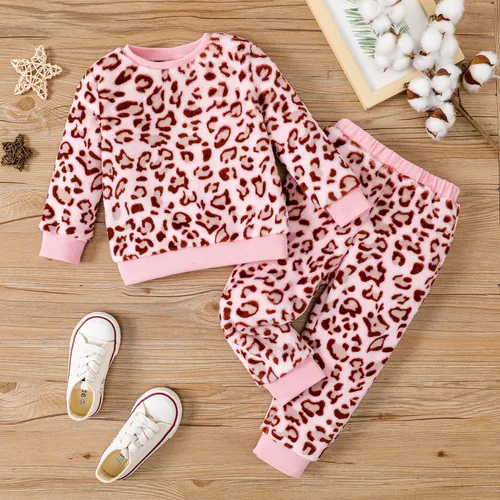 2PCS Toddler Girls Childlike Leopard Grain Animal Pattern Set